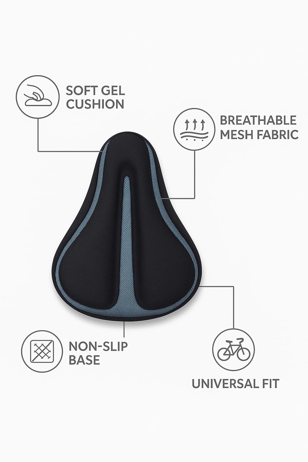 Advanced Gel Bicycle Saddle Seat Cushion Cover for Indoor Outdoor Cycling, Exercise Cycle - Soft and Washable, Gel Material, Made in India 1