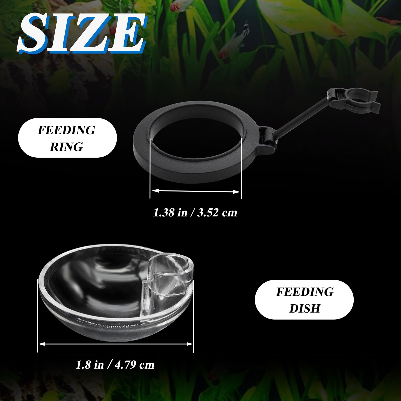 Aquarium Fisch Garnelen Futternapf Set, Garnelen Futternapf Set, Transparent Shrimp Feeding Adjustable Tube with Feeding Ring, Cleaning Brush for Fish Tank and Preventing Food Scattering (Small)