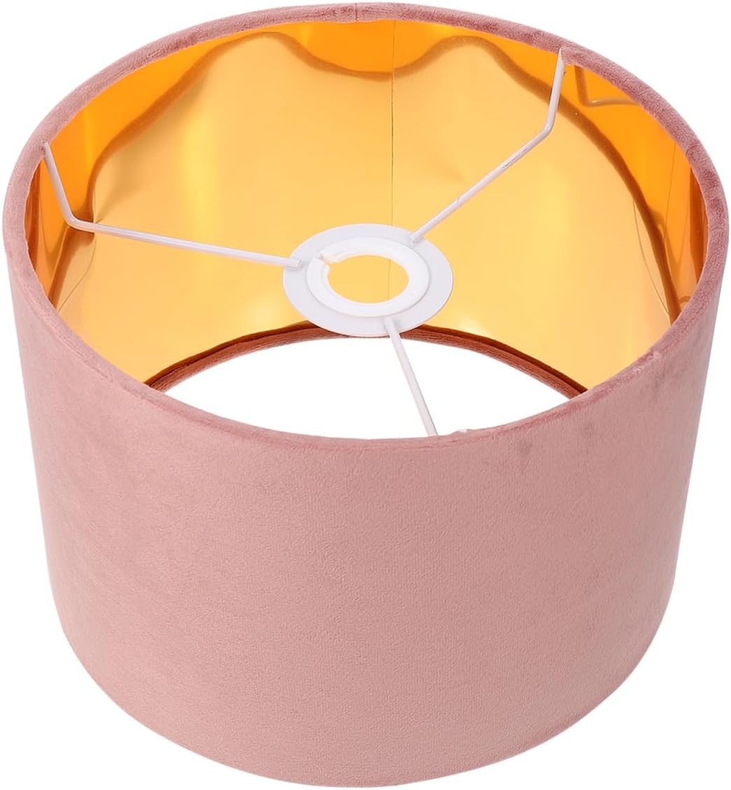 Lurrose Natural Linen Lamp Shade Barrel Fabric Shallow Drum Lampshade Velour Lamp Cover for Table Lamp Floor Light Hotel Bedroom Decor 9. 4x9. 4x6. 6 inch, Pink
