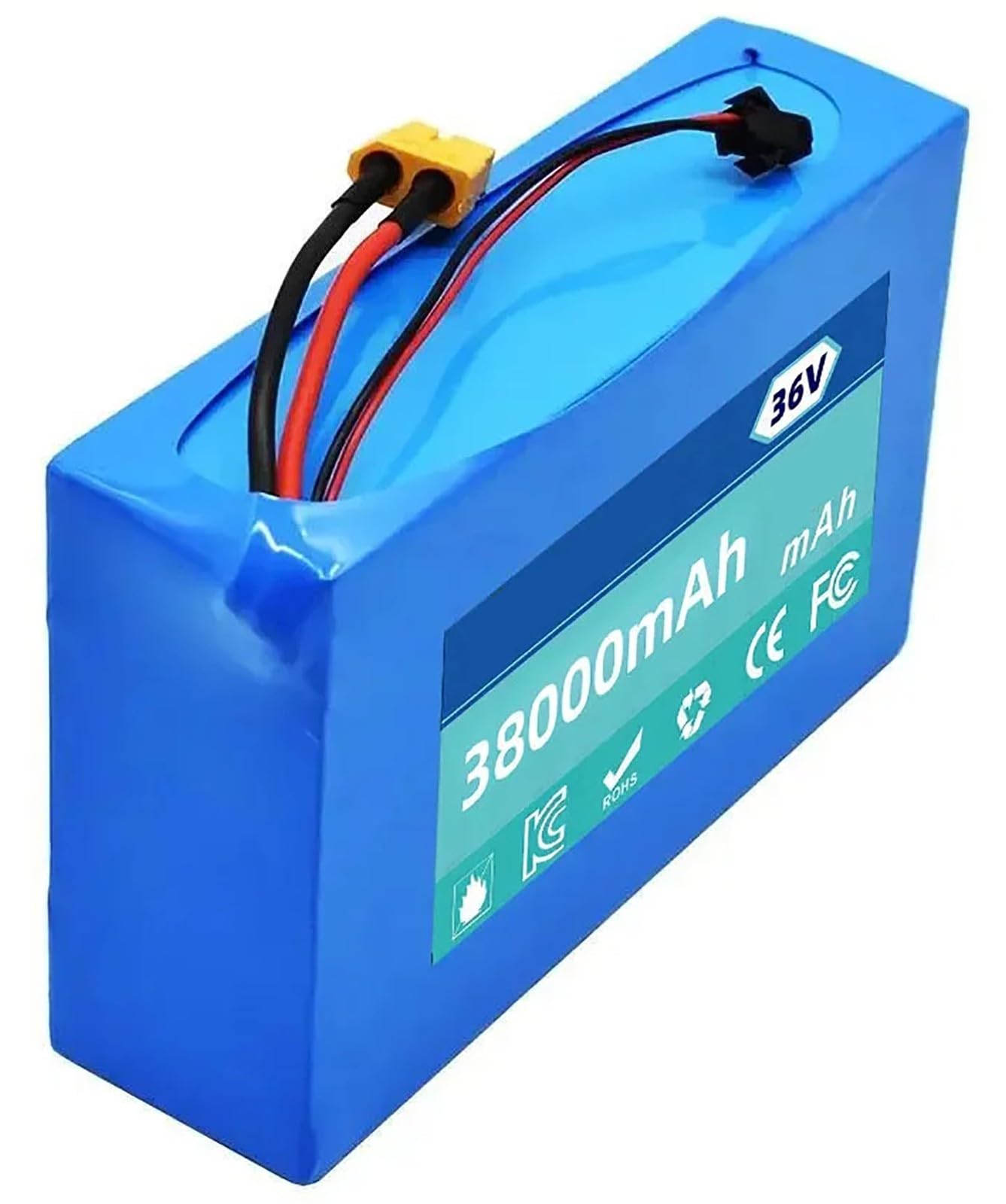 E-Bike Pedelec Akku 36V 38Ah, 10S2P Fahrrad Akkupack Eingebauter BMS Wasserdichter PVC-Akku 36V Elektro-Fahrrad Batterie Für 200W-800W Motor Mit Ladegerät