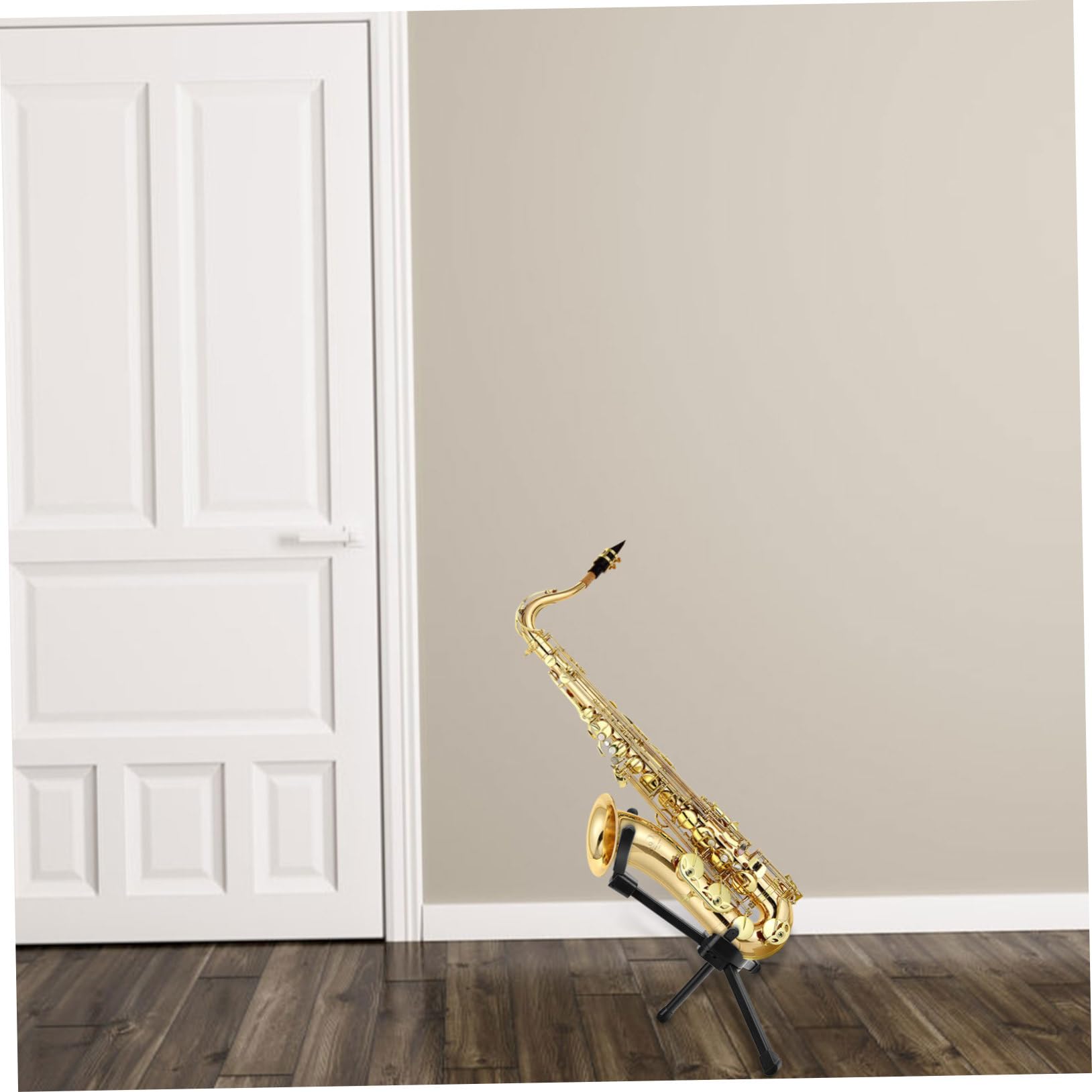 TOYANDONA Robuster Saxophonhalter aus Metall und Abs mit Aufbewahrungstasche Tragbar und Praktisch für Zuhause und Ausstellung Zusammenklappbarer Tenorsaxophonständer in Schwarz