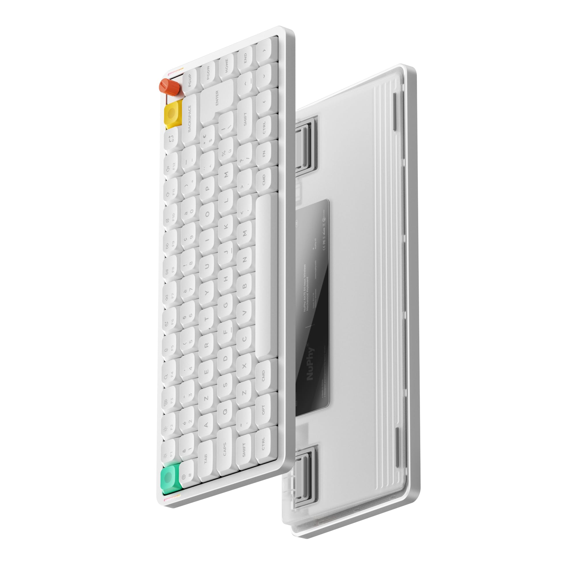 nuphy Clavier mécanique Air75 V3, Clavier 75% à Profil Bas avec molette, Clavier Gaming Hot Swap Compatible Bluetooth/2,4 GHz/USB-C, Disposition FR -AZERTY (White/Red Nano) - 3