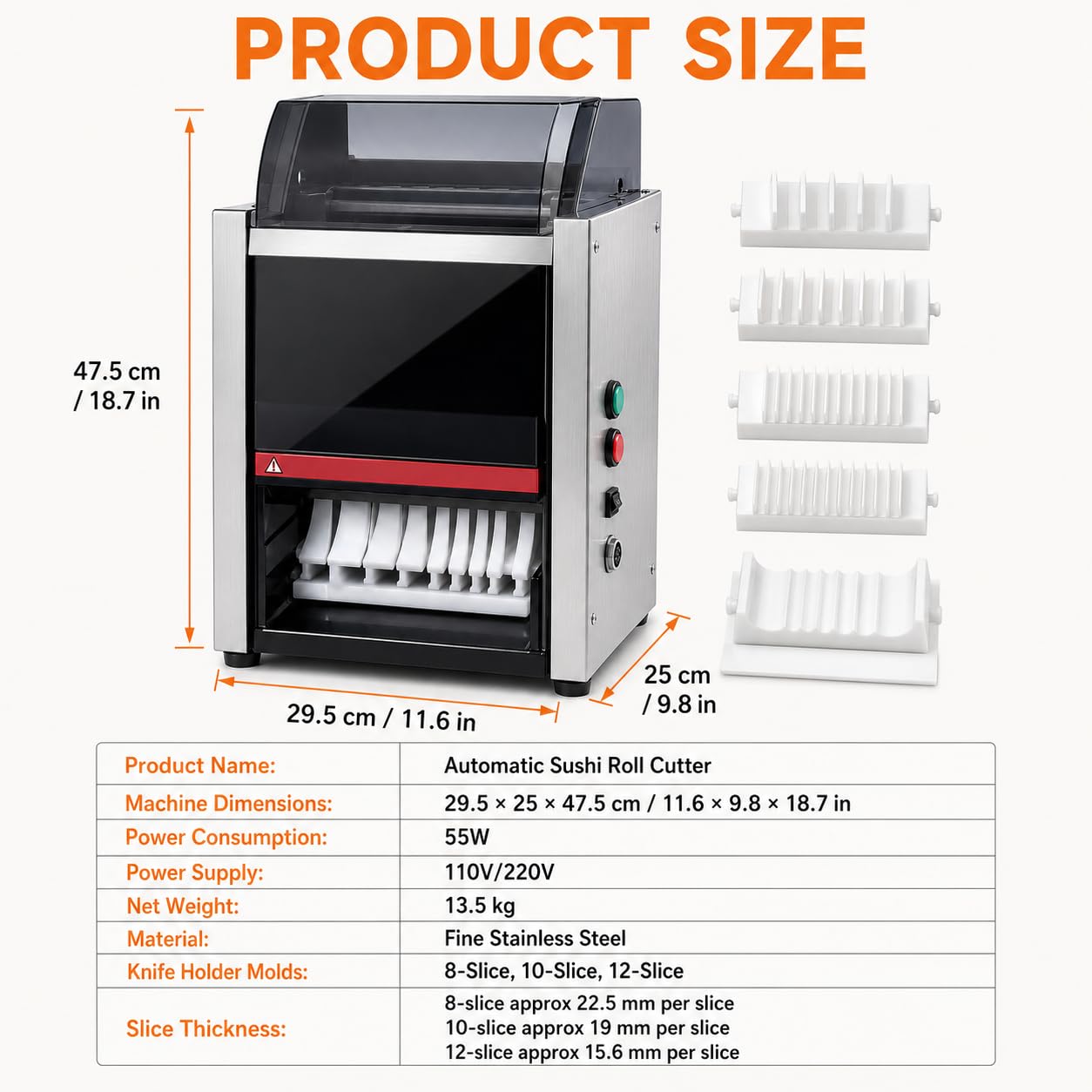 Sushi Rollschneidemaschine, Automatisches Sushi-Zubereitungswerkzeug mit Edelstahlklinge für Buffets und Bankette, ideal für einfache Sushi-Herstellung