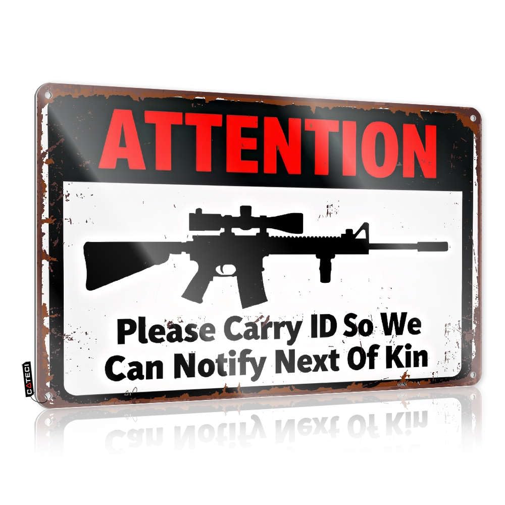 Fzfn Colour Sarcastic Wall Signs Rustic Wall Poster, Roll Funny Quote Design For House Garage | Accessories Anti-Rust Metal Attention: Please Carry Id So We Can Notify Next Of Kin(30X40cm)