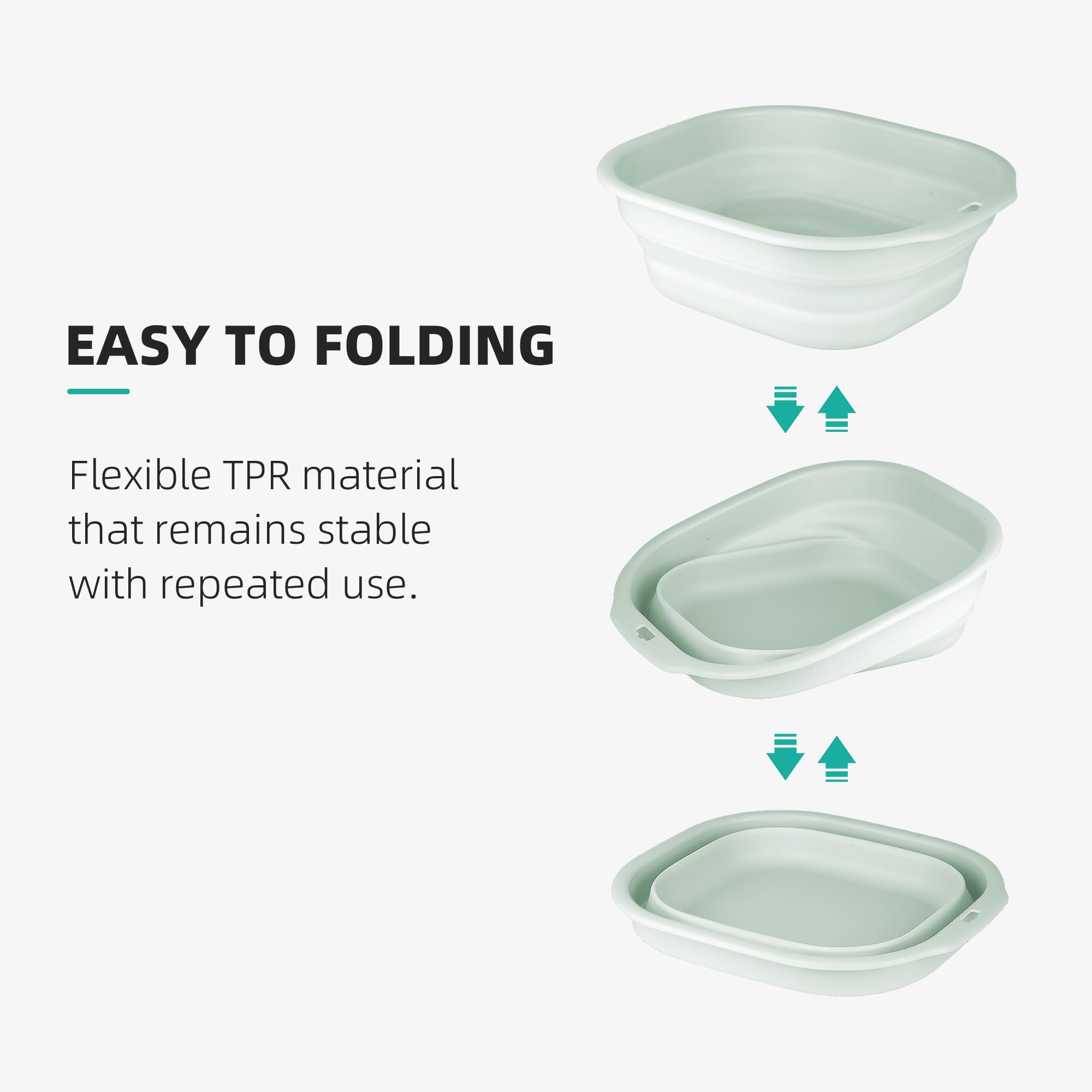 Lot de 2 lavabos pliables de petite et moyenne taille pour cuisine, camping, camping-car, biberons, linge, lavabo en plastique – Vert