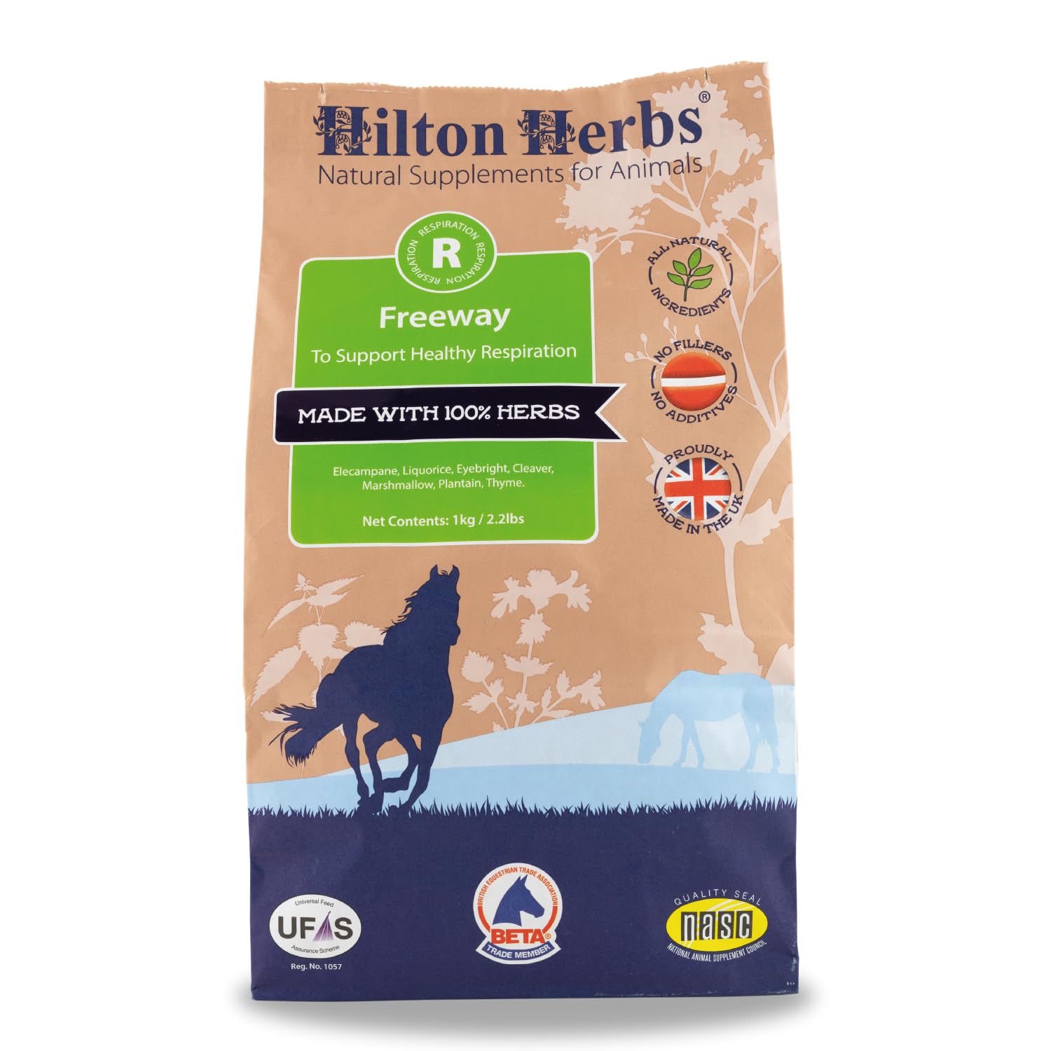 Freeway Hilton Herbs Natural Equine Supplement. 100% Natural Ingredients. Respiratory Supplement. For Horse Requiring Breathing Support. 1kg