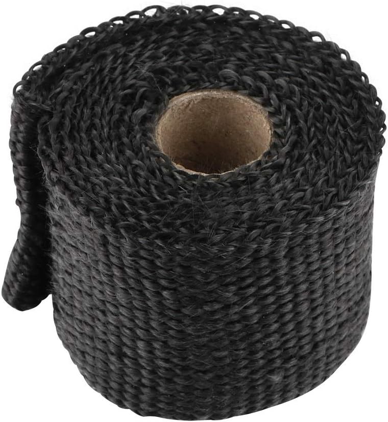 2PCS Exhaust Header Pipe Tape Insulation Tape 50mm X 1.5m Anti-hot Glass Fiber Heat Insulating Wrap(Black)