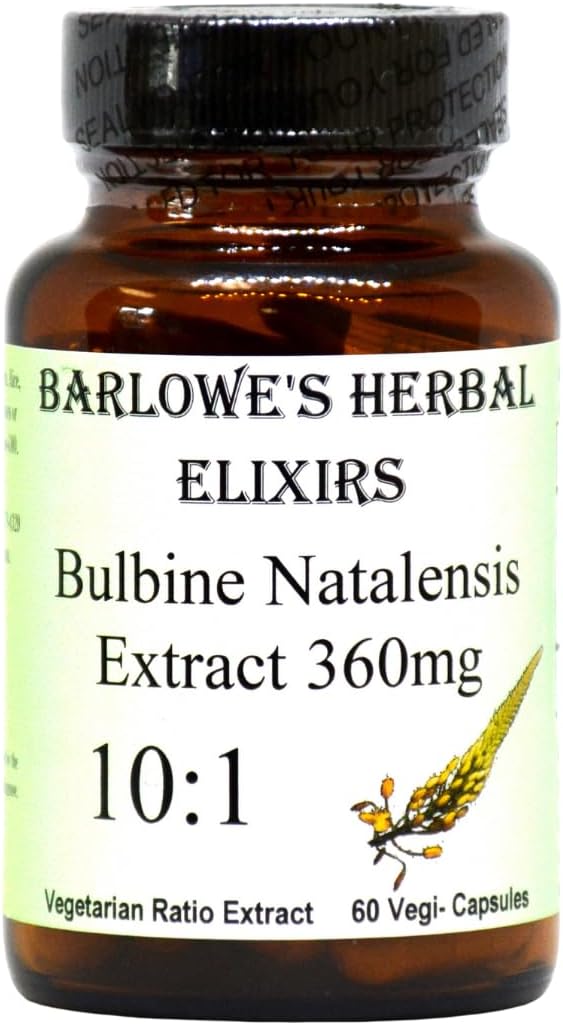 Barlowe's Herbal Elixirs Bulbine Natalensis |10:1 Extract | 360mg per Capsule | 60 Veggie Capsules | Bottled in Glass | Stearate Free