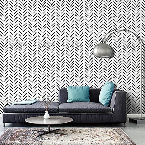 Vovoyager Black And White Geometric Peel And Stick Wallpaper 17.71In X 472In Stripe Contact Paper Modern Geometric Stripe Wallpaper Self Adhesive Removable Waterproof Wall Paper For Home Decoration #TOP2