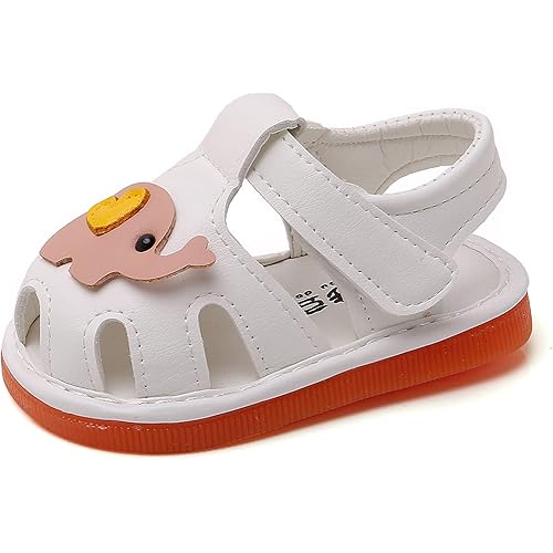 WILLFUN Baby Boy Girl Summer Infant Squeaky Sandals Premium Rubber Sole Closed-Toe Non-Slip Shoes Toddler First Walkers