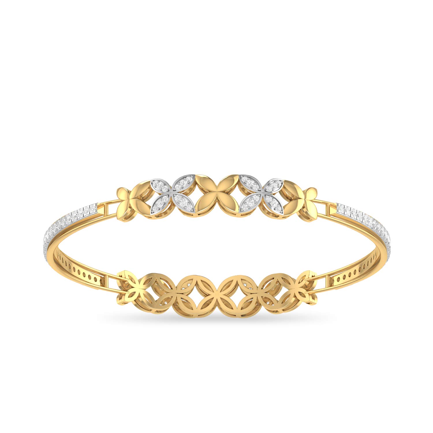 14k (585) Yellow Gold and Solitaire Bangle for Women
