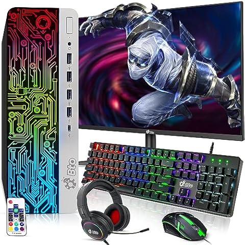 BTO RGB Gaming Desktop PC Bundle - Intel Core i7 6th Gen, 16GB DDR4 Ram, 512GB SSD, NVIDIA GT-1030 2GB GDDR5, New 22 Inch Monitor – Prebuilt Computer for PC Gaming - Windows 10 Pro (Renewed) Cover