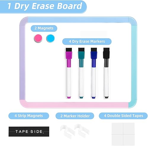 Vista 12 de VUSIGN Pizarra blanca pequeña de borrado en seco, pizarra blanca de 8.5 x 11 pulgadas para niños, estudiantes, nevera, casillero, mini pizarra