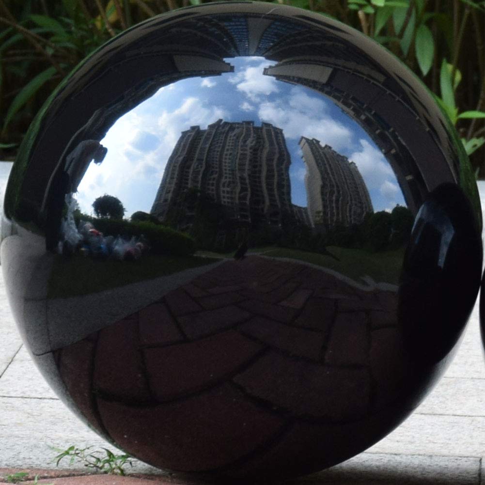 BECover 6 inches Gazing Ball,Black Stainless Steel Garden Sphere,Seamless Polished Reflective Smooth Mirror Garden Globe,Colorful Addition for Photography Garden Home Decorate