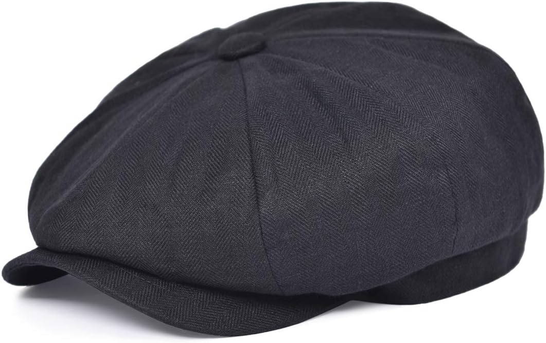 BOTVELAMen's Linen Newsboy Cap Herringbone Breathable Summer Hat