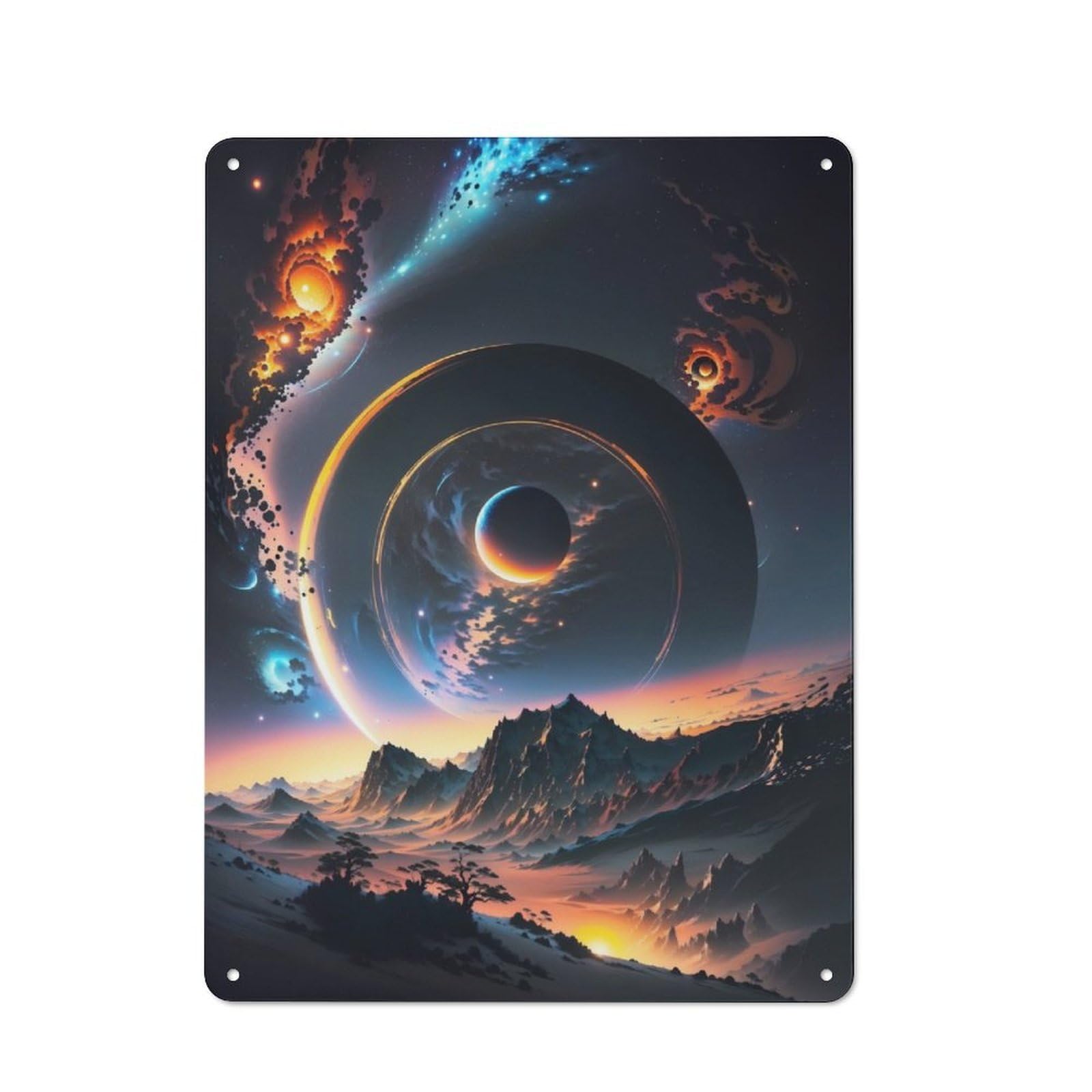 Junmoney Cosmic Alien Landscape 40X30cm Industrial-Style Tin Sign With For Hallway Wall, A Metal Wall Feature For A Newly Arranged Hallway