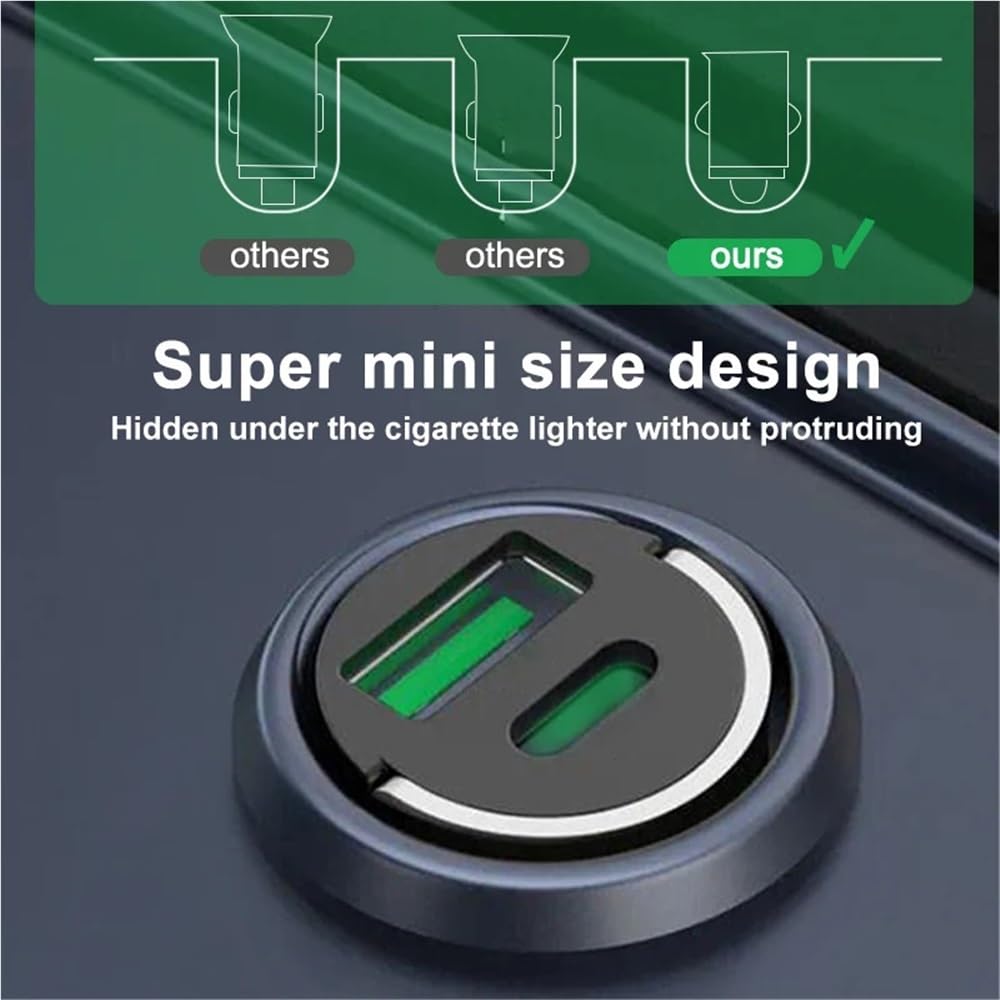 ładowarka samochodowa, Mini ładowarka 200 W do telefonu komórkowego PD USB typu C, pasująca Xiaomi, Samsunga i Huawei
