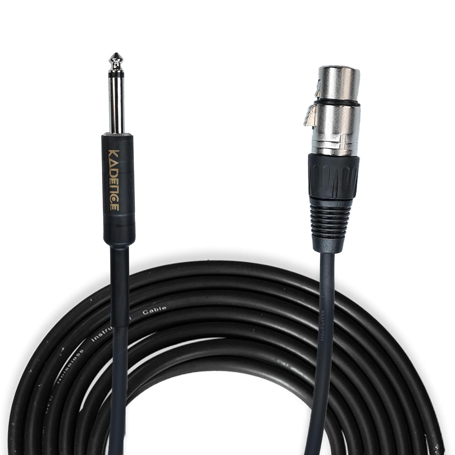 Kadence KFJ-3M-NN Jamming Series 3m XLR Female to 6.35 mm TS Mic Cable | Dynamic Mic to Jack Cable | Low-Noise OFC Core | Reinforced Connectors | Black