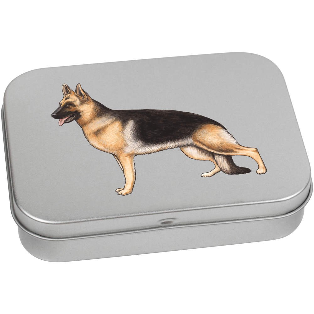 Azeeda 110mm 'German Shepherd' Metal Hinged Tin/Storage Box (TT00090219)