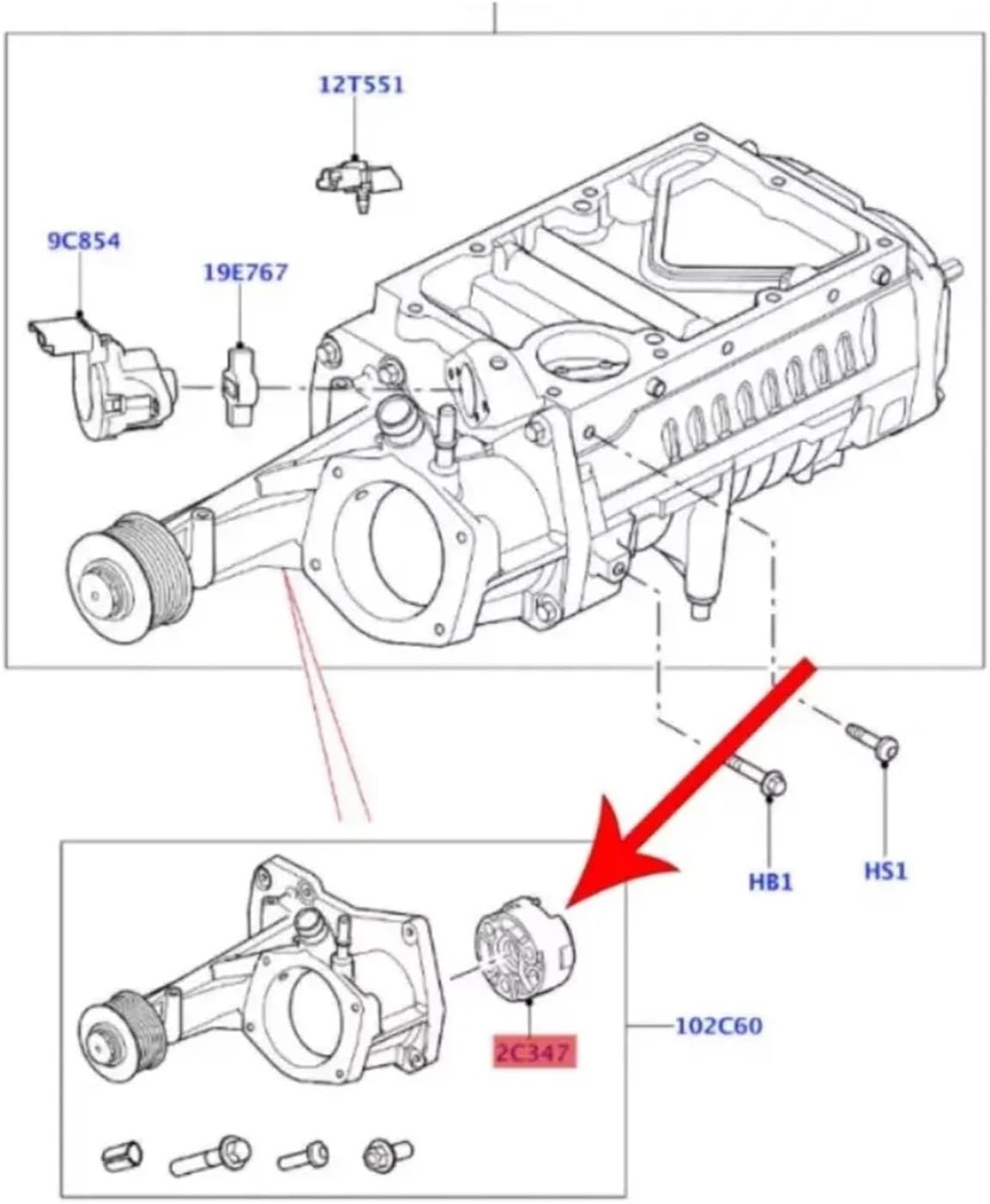 LR059341 Supercharger Rebuild Kit with Pulley Range Fit For L332 Sport 3.0V8 LR088538