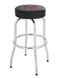 MaxWorks 51090 Swivel Bar Stool, Padded Seat with Chrome Plated Legs, Black, 300-Lb Capacity, 28-1/4