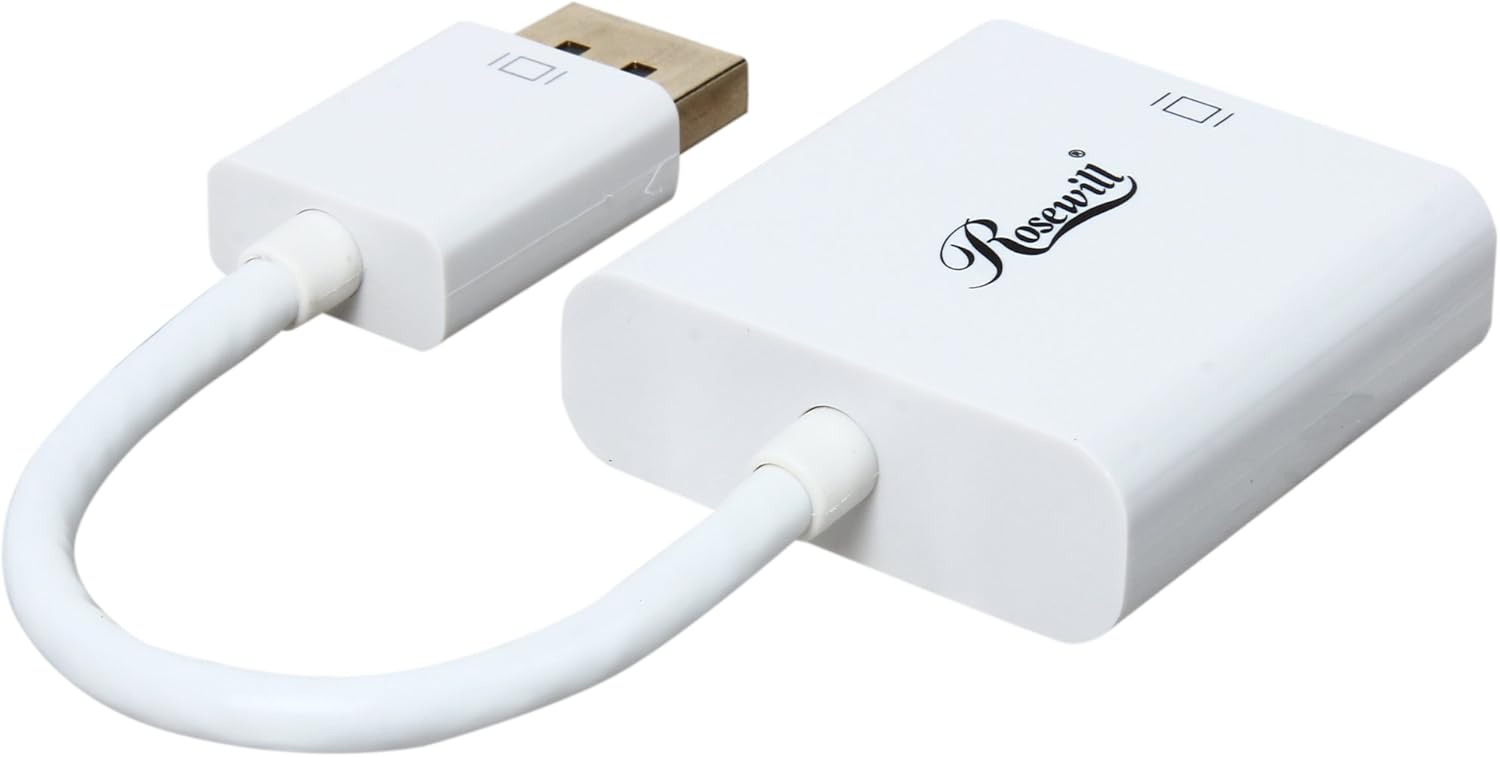 Rosewill osewill DisplayPort to DVI Video Adapter Dongle | Portable Converter for PC Computers, Laptops, Monitors, Projectors, TVs