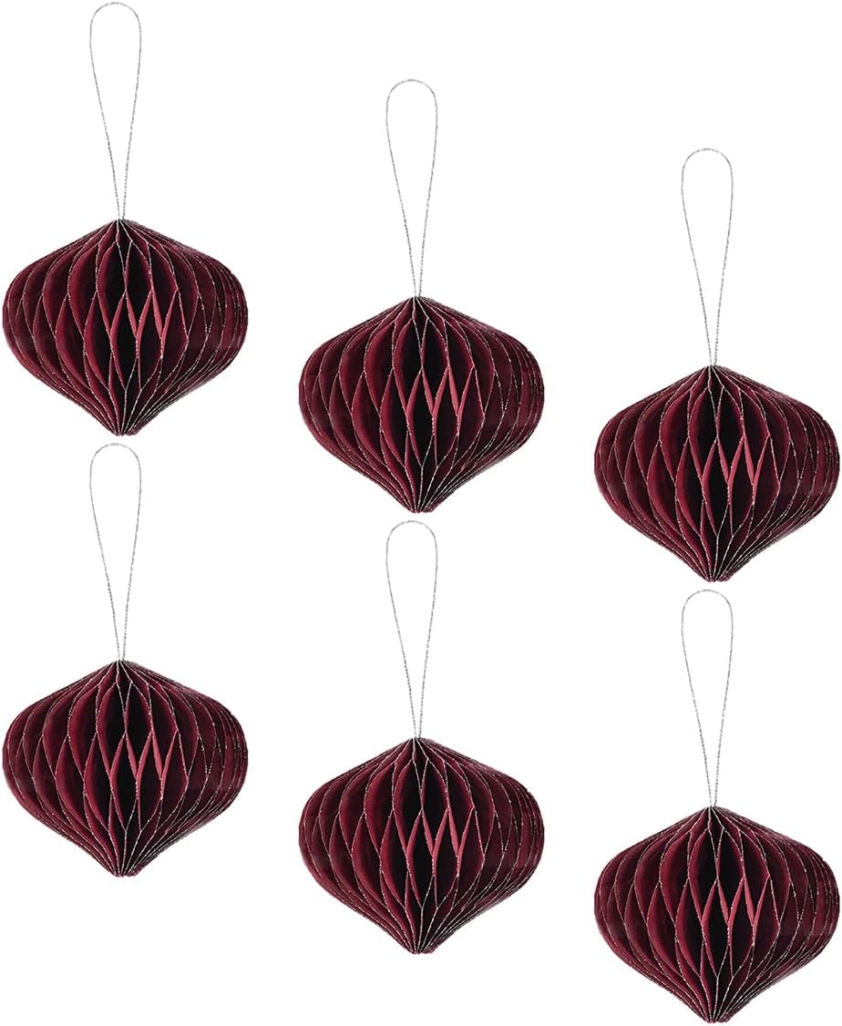 ECYC Ltd 6 Pcs Mini Glitter Edge Paper Lanterns - Tiny Honeycomb Balls for Christmas, Holiday, New Year Decor