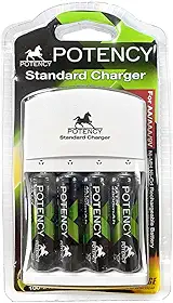 Carregador P/Pilhas AA, AAA e 9V, Incluso 4 Pilhas AA Recarregáveis 4800mAh Ni-MH, Bivolt, Para Controles, Câmeras, Brinquedos, LED, Relógio, Compacto e Econômico, Xbox e Acessórios