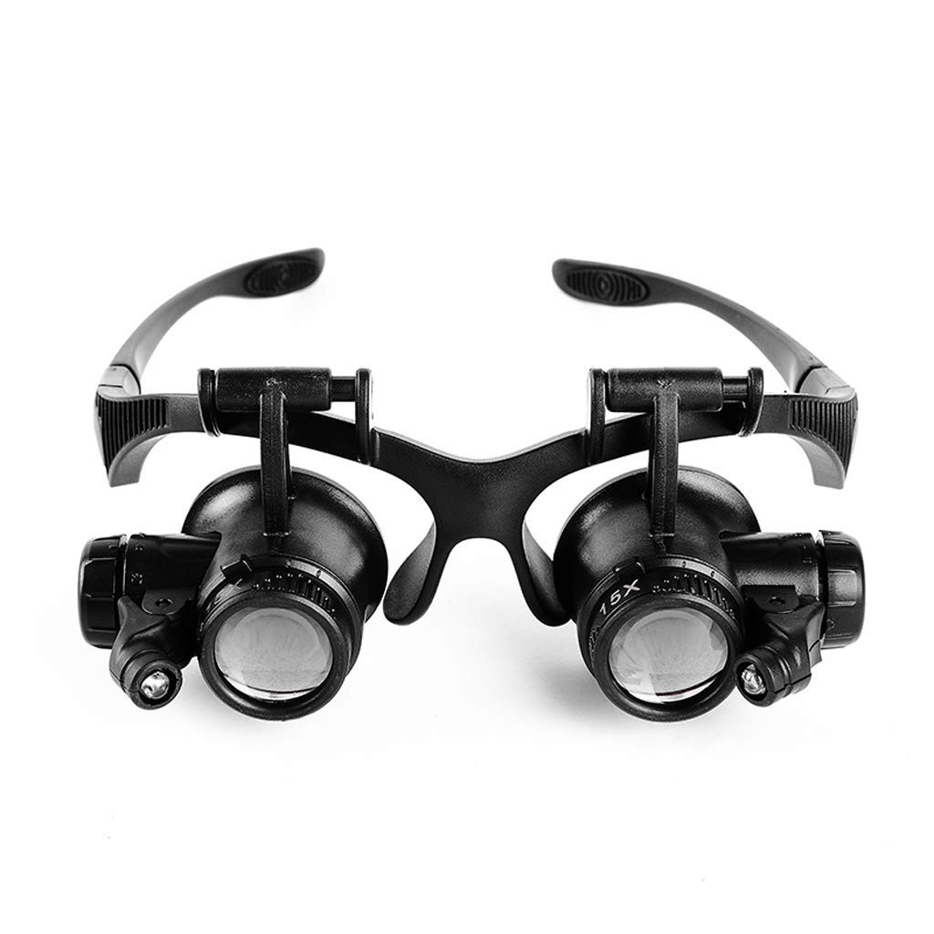 Lupa de Lectura, Lupa montada en la Cabeza, 10X, 15X, 20X, 25X, Gafas de Doble Ojo, Lupa con luz Led para reparación de Relojes, joyero Little Surprise