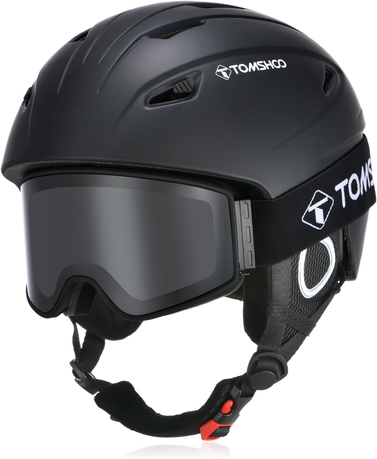 TOMSHOO Ski Helmet and Goggles Set Snowboard Helmet with Goggles for Men, Women Shockproof Windproof Gear for Snowboarding Skiing Large Black