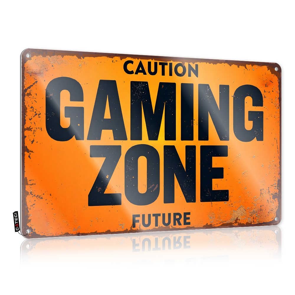 Fzfn Colour Caution: Gaming Zone Future Sets Backyard Hanging | Decorative Art Ideas Vintage Metal Wall Decor(30X40cm)