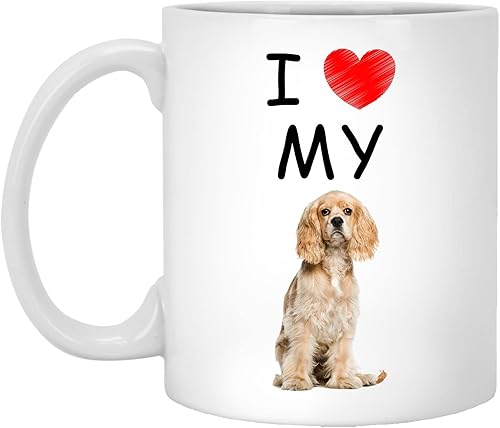 Funny American Cocker Spaniel Gold Fur Sitting Gifts For Women Dog Mom Coffee Mug Ceramic Cup White 11oz - Christmas, Birthday, Funny Gift For Men