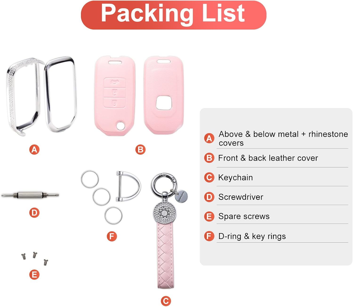 Key Fob Cover Compatible with Honda (Pink)