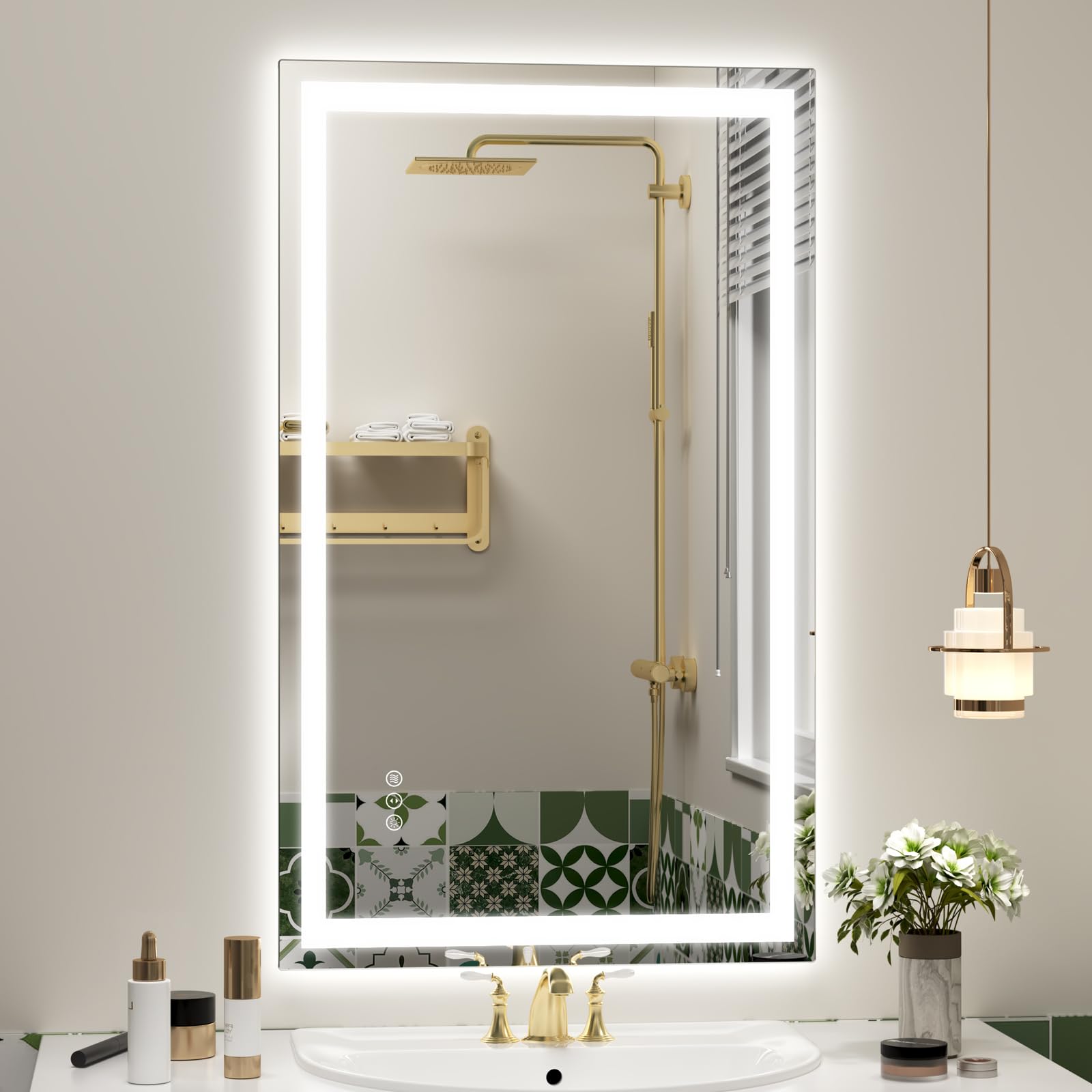 40x24 LED Lighted Bathroom Mirror for Vanity Wall