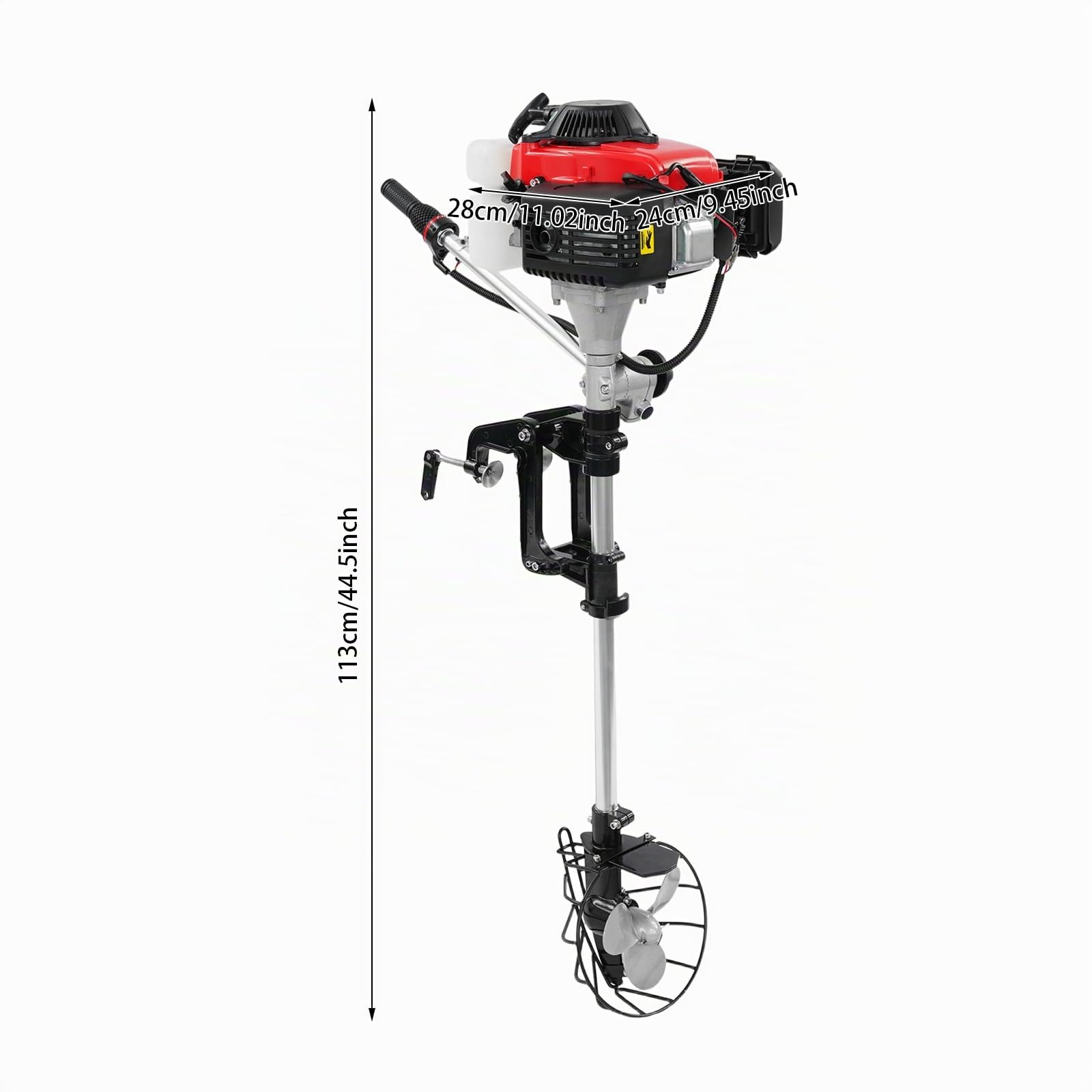Motor fueraborda, 4 tiempos, 4,0 CV, motor de barco con protección de hélice, motor de barco de pesca para botes hinchables, veleros y yates pequeños, fuerza de empuje 350 kg