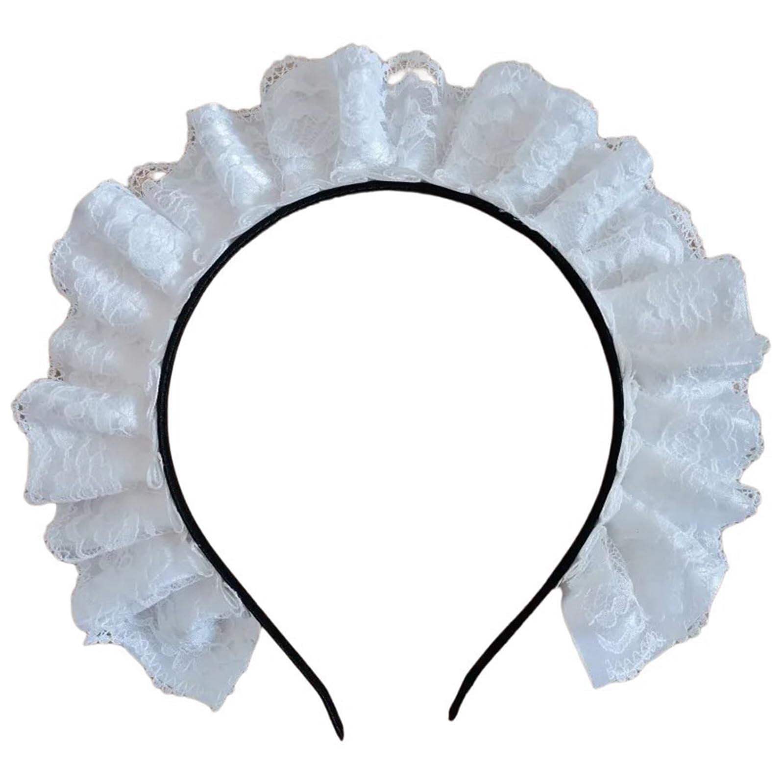 Haiki Cosplay Maid Hair Hoop Women Elegant Pleated Lace Makeup Headbands for Girl Stage Halloween Performances Headpieces