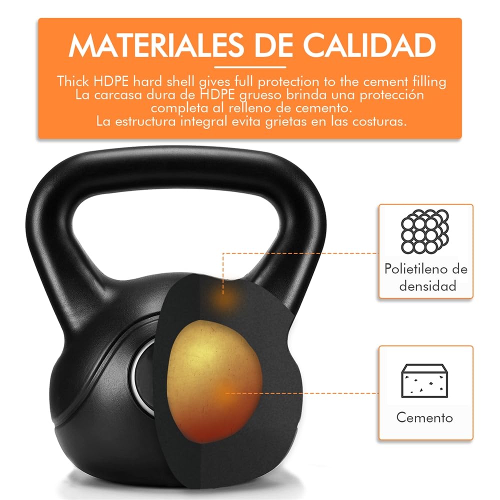 Yaheetech 8/12/16/20kg Kettlebell de Hormigón Pesa Rusa en Casa Gimnasio con Mango Ergonómico Antideslizante