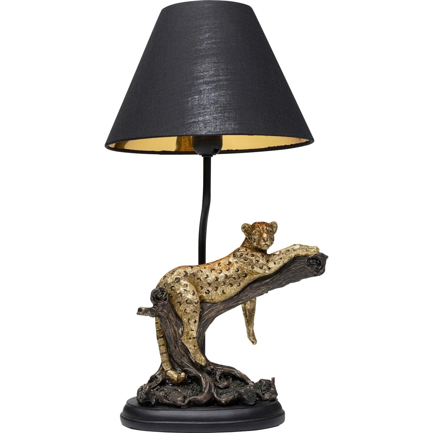 Kare Design Lámpara de Mesa Relax Leopard, Negro/Dorado, Motivo de Leopardo, Moderna, Altura 50cm, Luz Decorativa, Decoración para Dormitorio y Sala de Estar, sin Bombilla Incluida