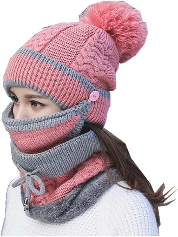 レディースニット帽子 ハットスカーフセット ビーニー 帽子 スカーフセット 暖かいニットビーニーとス ニット帽子とスカーフセット、暖
