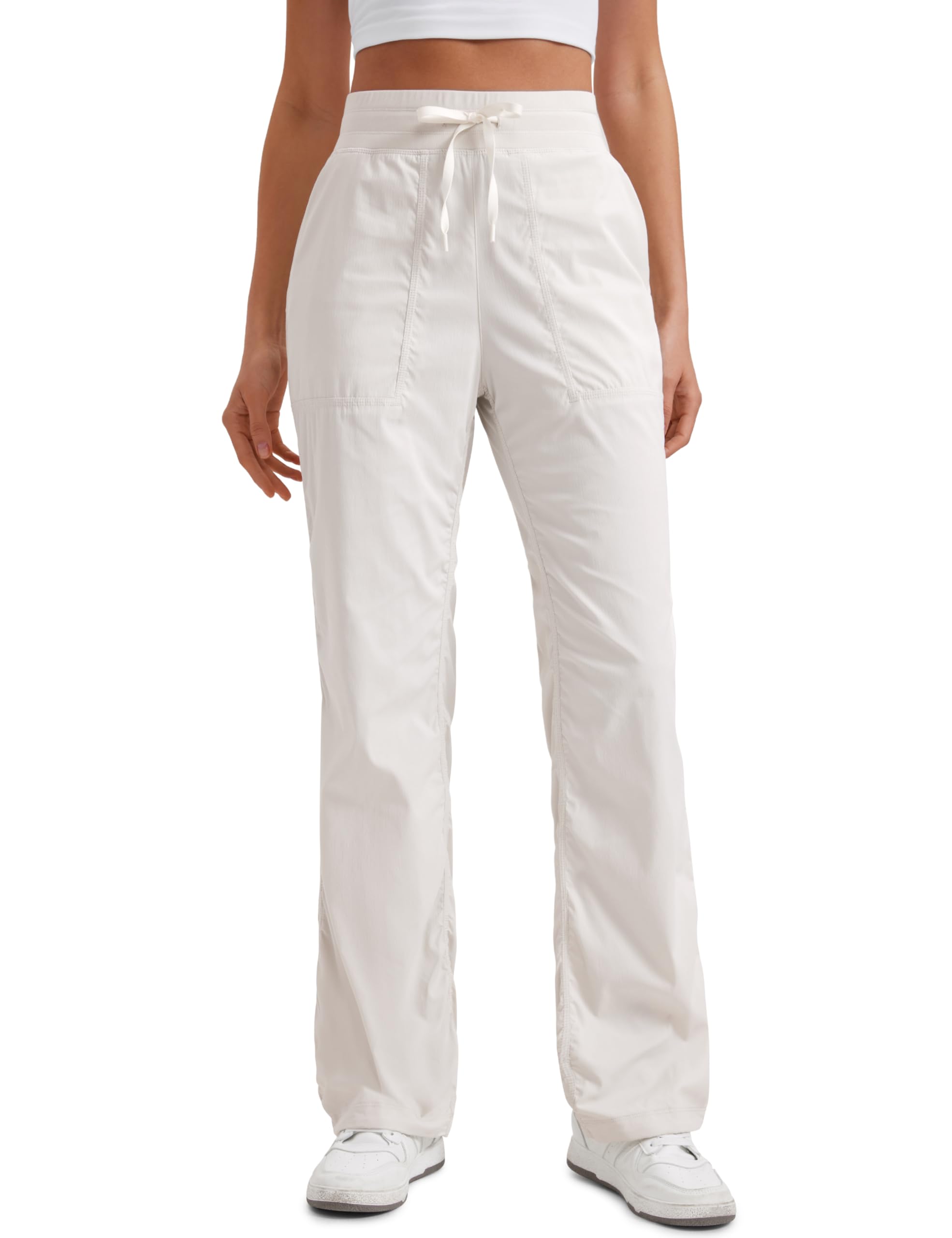 CRZ YOGA Lightweight Straight Leg Workout Pants for Women 28"/30"/32" - Ruched Casual Work Athletic Joggers with Pockets