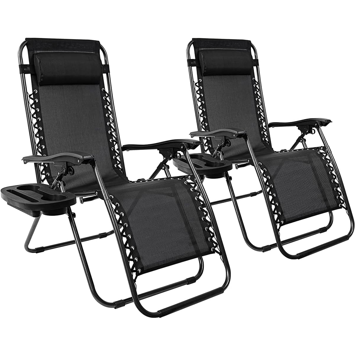T-LoVendo Pack 2 Tumbonas o Sillas de Exterior Plegables para jardín, Playa, Piscina, terraza. Gravedad Zero 2 Unidades, Acero Ligero, Portavasos y Reposacabezas.