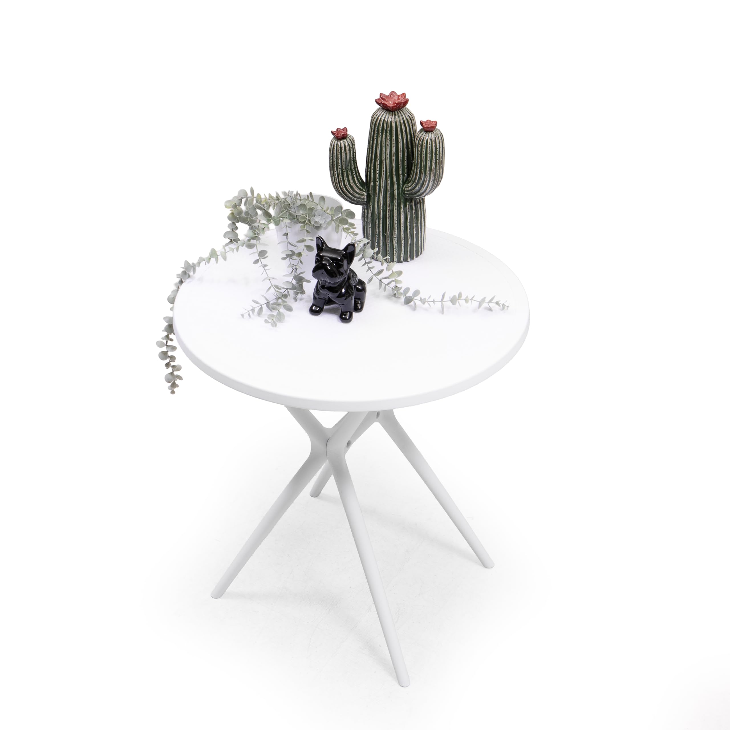 Homely – Mesa velador Redondo parea jardín JARA | 65 cm Diámetro, 75 cm Alto | Mesa Polipropileno Resistente con Textura Efecto Rejilla | Material idoneo para Exterior | Color Blanco