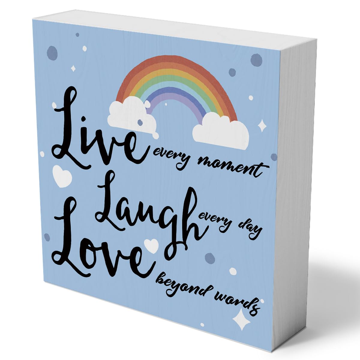 Inspirational Live Laugh Love Wooden Box Sign Home Office Wall Decor 5 X 5 Inch Rustic Live Every Moment Laugh Every Day Wood Box Sign