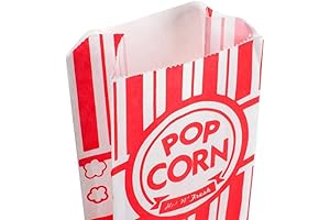 Paper Popcorn Bags, Red/White: Essential Party Supplies for Delectable Treats
