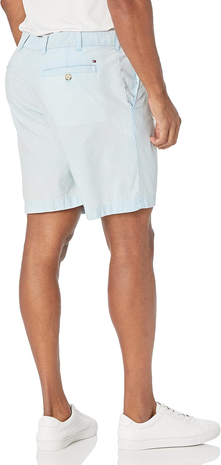 Tommy Hilfiger Men's Casual Stretch 9 Inseam Chino Shorts Big & Tall 40 Big Light Chambray Wash