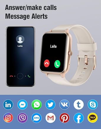 Fitness Tracker Fitness Watches for Women Men (Make/Answer Calls), 1.85 Smart Watch for iPhone/Android Phones, Heart Rate/Sleep Monitor Steps Tracker Watch Pedometer IP68 Waterproof (Starlight)