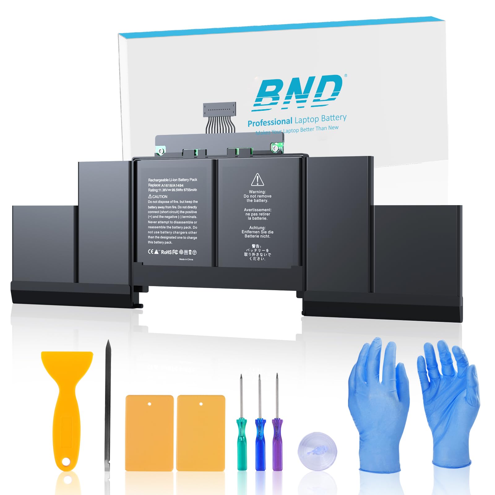 BND A1398 MacBook Pro BateríaA1618 A1494 Reemplazo para MacBook Pro 15 pulgadas Retina A1398 (finales de 2013, mediados de 2014, principios de 2015), 11.36V 8755mAh