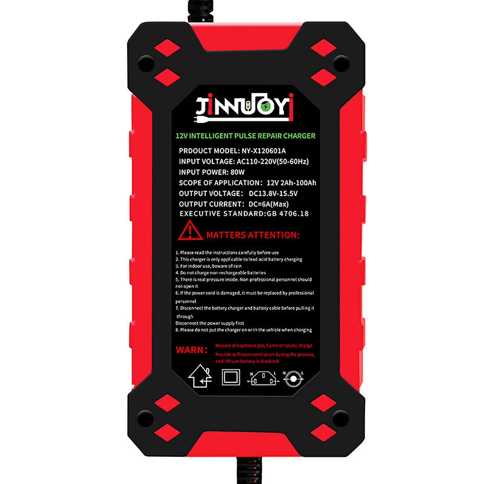 Autobatterie-Ladegerät 12V 6A Impuls-Reparatur-Ladegerät Pack Automatisches Erhaltungsladegerät Intelligentes Ladegerät für die meisten Blei-Säure-Batterien Auto LKW Motorrad Boot