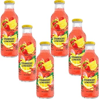 Fruity Lemonade Drinks 473ml   Lychee, Strawberry & Ocean Blue Flavours, Refreshing Summer Soft Drink Variety Pack, Cold Fizzy Beverage Bottles 6 x Bottle, Strawberry Lemonade