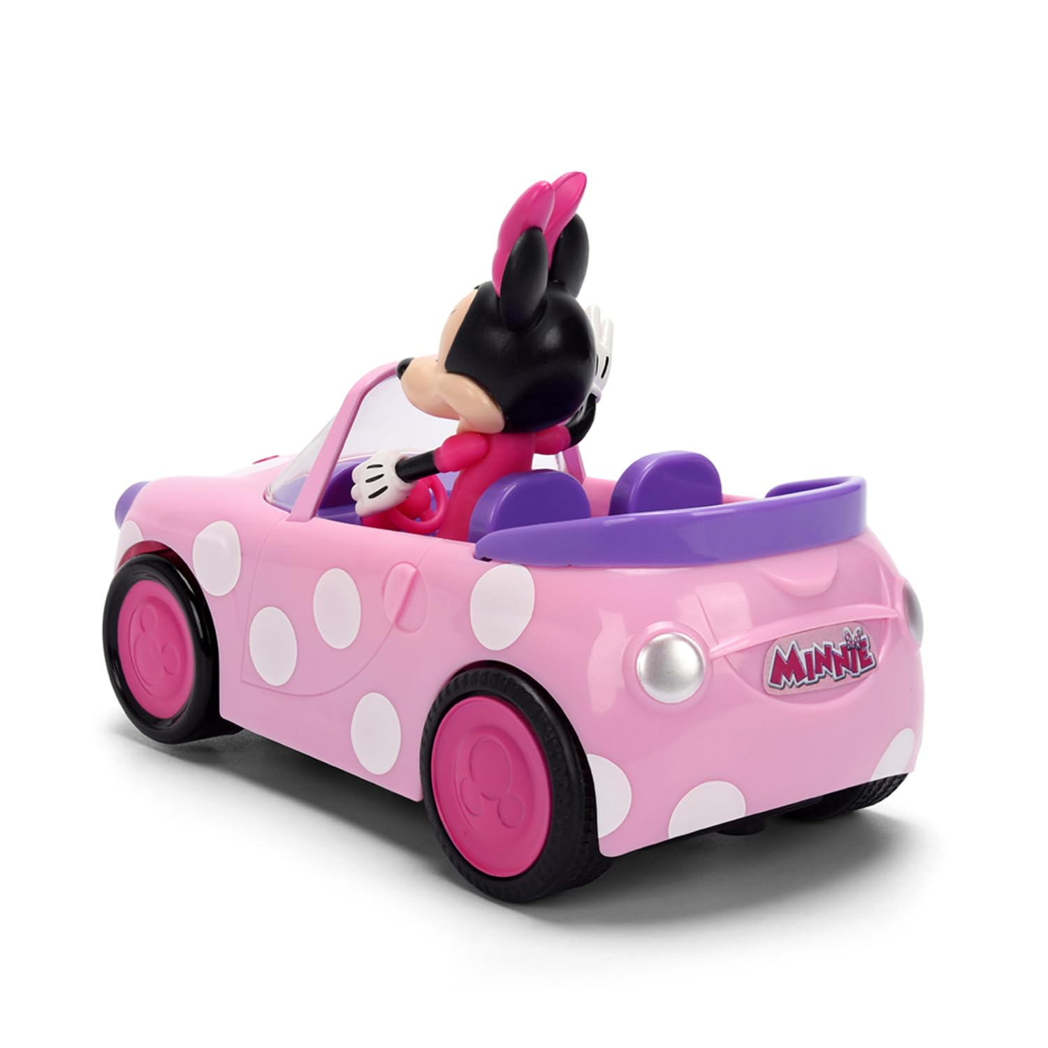 Jada Toys RC Minnie Mouse Roadster (14 cm, 1:32) – zdalnie sterowany samochód Disney o częstotliwości 2,4 GHz, do 2,5 kmh, zabawka dla fanów i dzieci od 3 lat, w zestawie pilot zdalnego sterowania